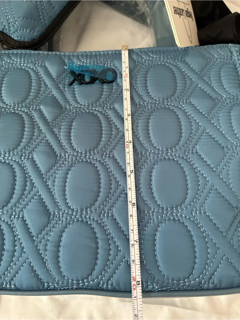 XOXO Quilted Vegan Leather Satchel - Light Blue